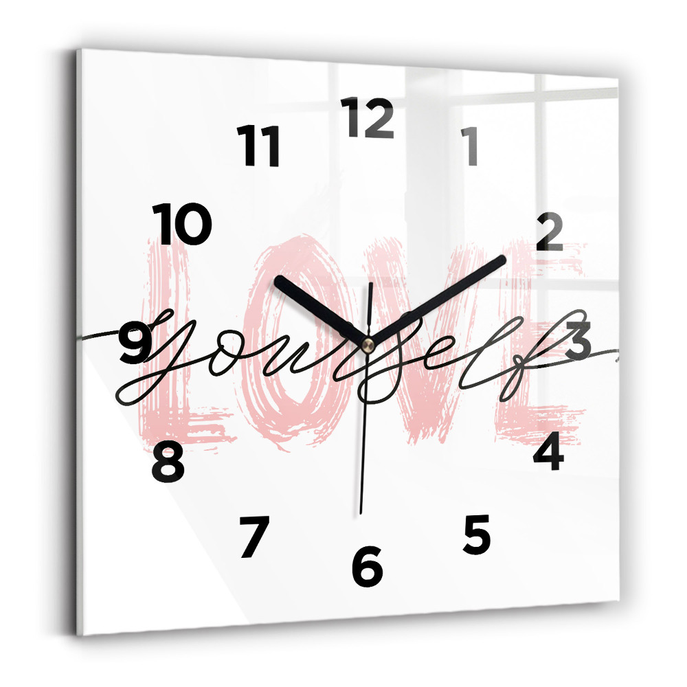 Négyzetes üvegóra 30x30 Szeresd magad felirat