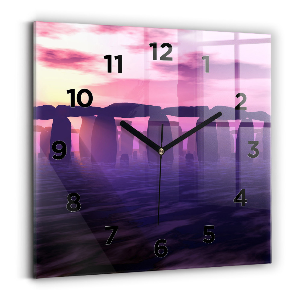 Négyzetes üvegóra 30x30 Naplemente Stonehenge-ben