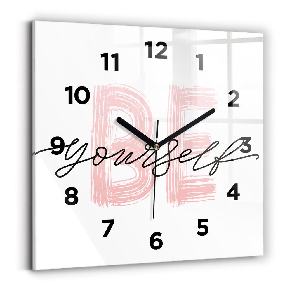 Négyzetes üvegóra 30x30 A Légy önmagad felirat