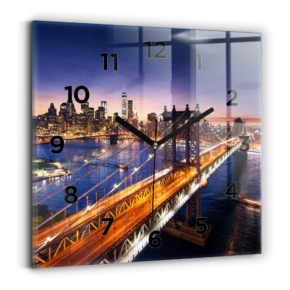 Négyzetes üvegóra 30x30 New York és a naplemente