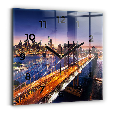 Négyzetes üvegóra 30x30 New York és a naplemente