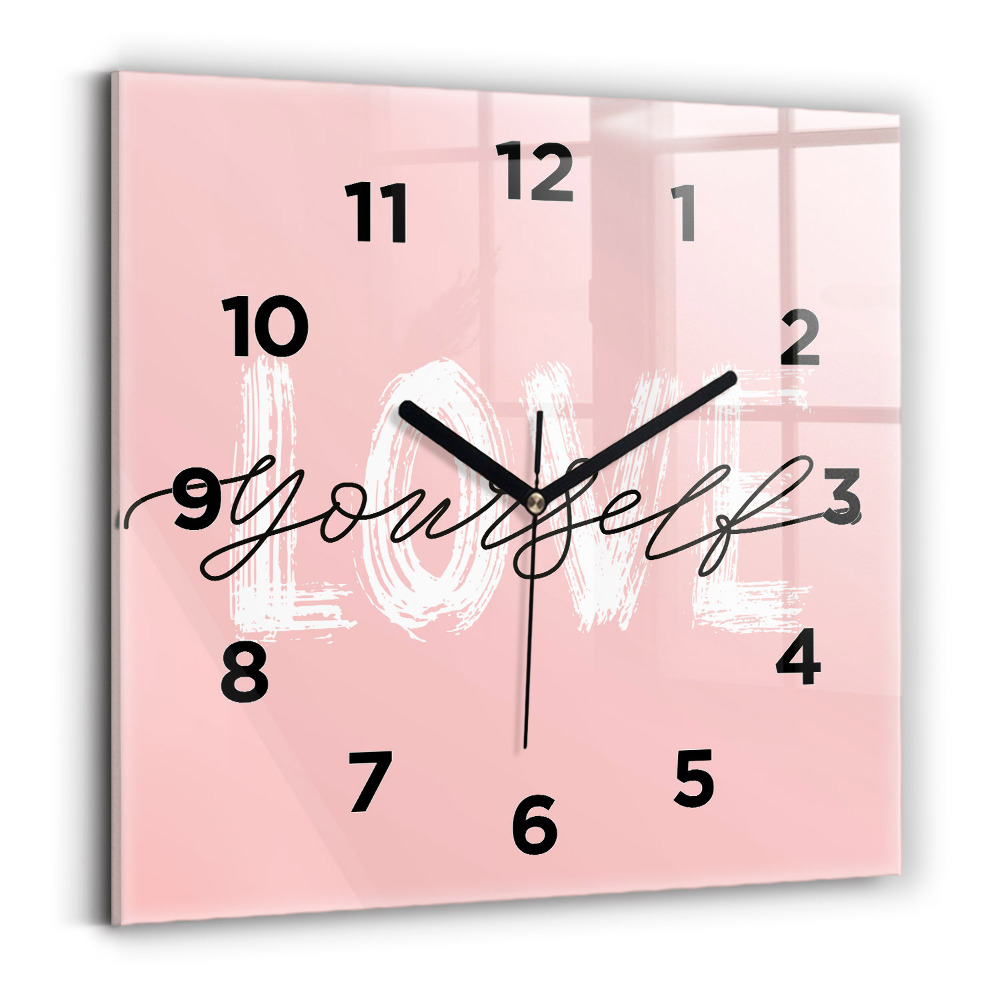 Szögletes fali üvegóra 30x30 Szeresd magad felirat