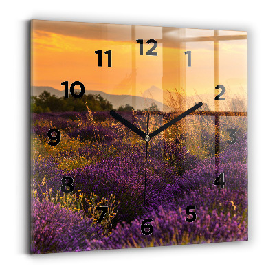 Négyzetes üvegóra 30x30 Levendula rét Franciaország