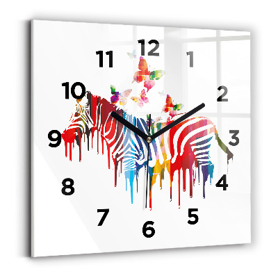 Szögletes fali üvegóra 30x30 Színes zebra