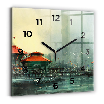 Négyzetes üvegóra 30x30 Halász falu