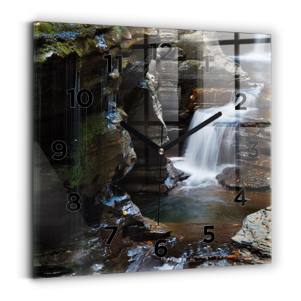 Szögletes üvegóra 30x30 Vízesés és Izland sziklái