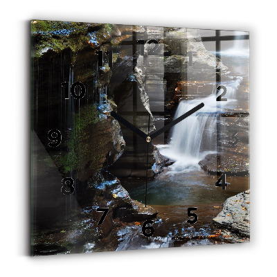 Szögletes üvegóra 30x30 Vízesés és Izland sziklái