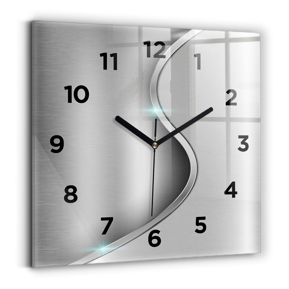 Négyzet alakú üvegóra 30x30 Szürke fém absztrakció