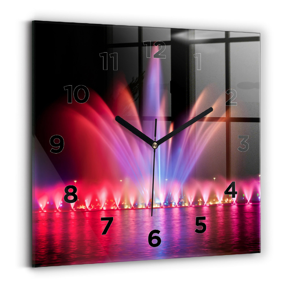 Szögletes üvegóra 30x30 Wrocław szökőkút éjjel