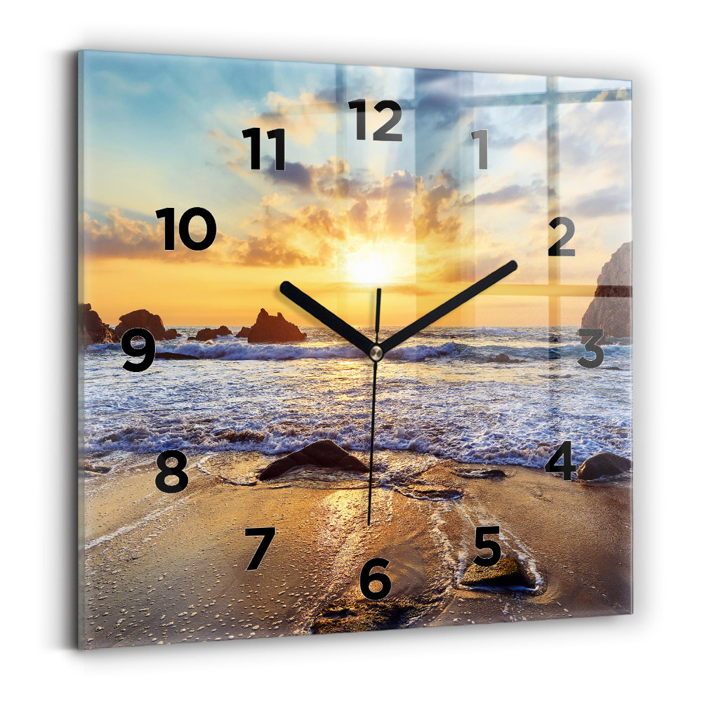 Négyzet alakú üvegóra 30x30 Naplemente a tengerparton