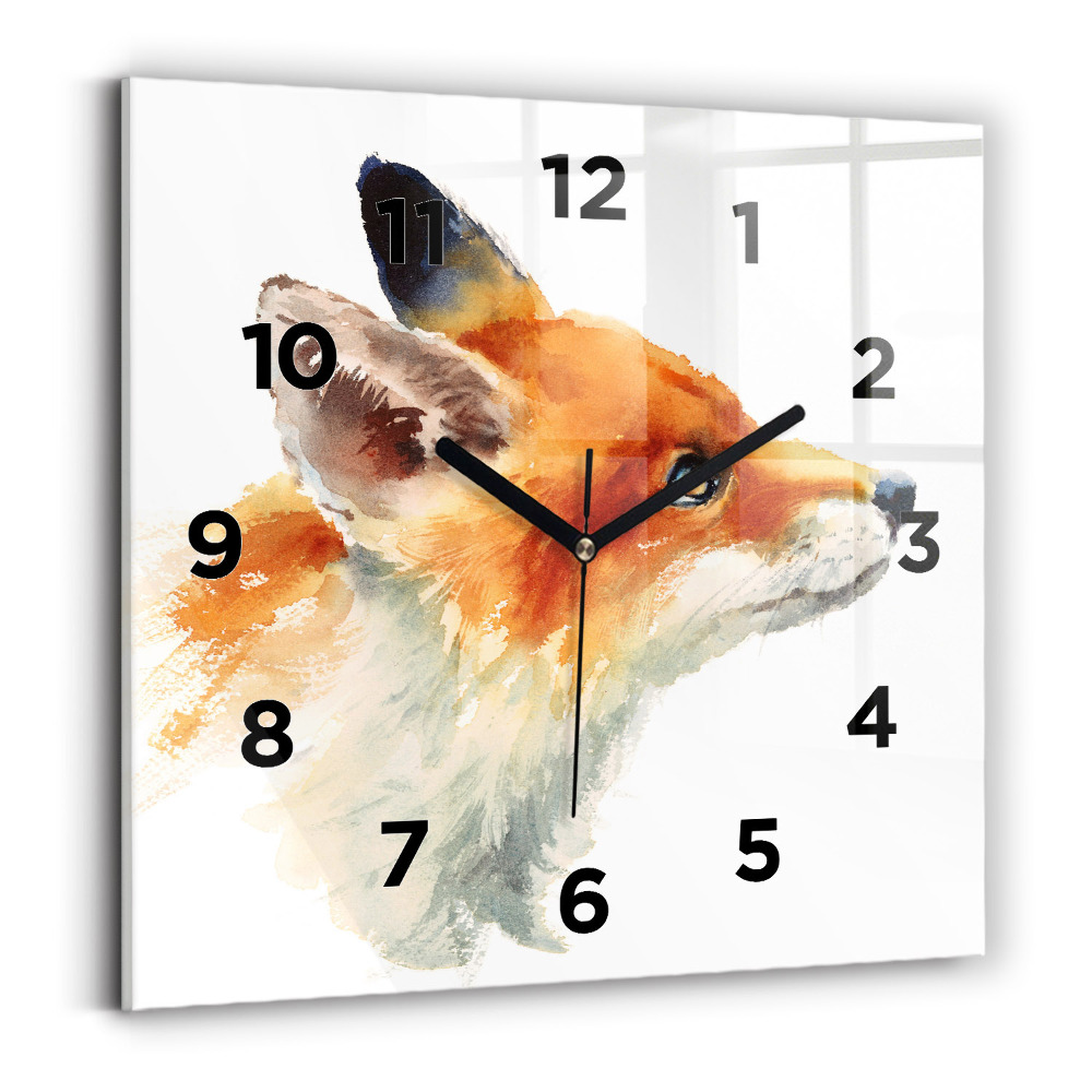 Szögletes üvegóra 30x30 Akvarell fiatal róka