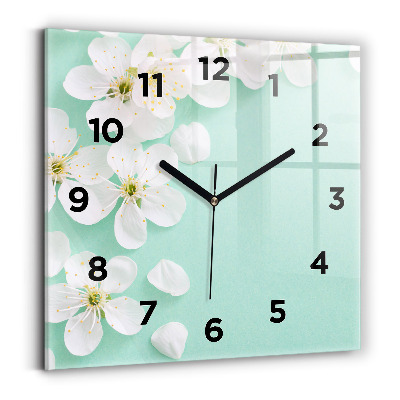 Szögletes fali üvegóra 30x30 Virágzó almafa virágok