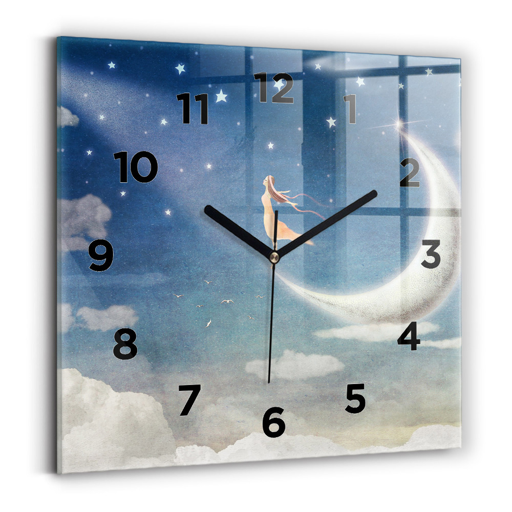 Szögletes fali üvegóra 30x30 Lány a Holdon