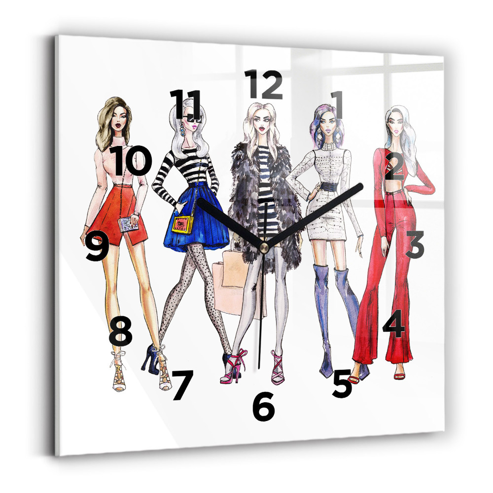 Szögletes fali üvegóra 30x30 Divatos lányok