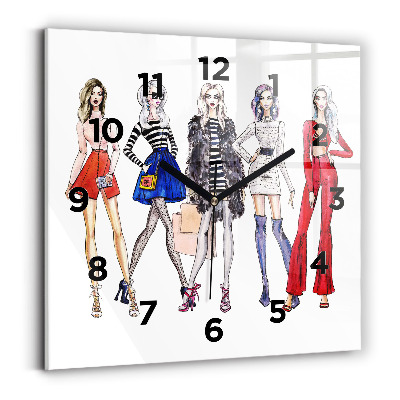 Szögletes fali üvegóra 30x30 Divatos lányok