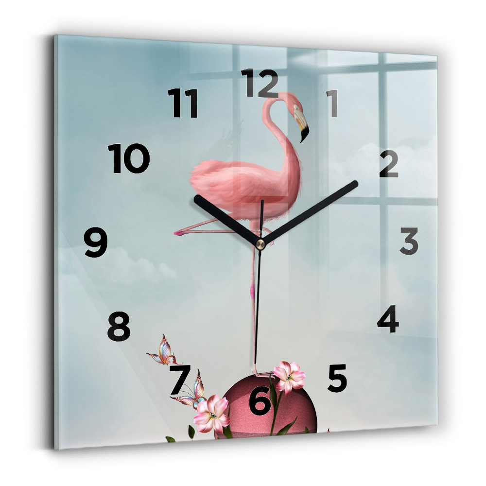 Szögletes üvegóra 30x30 Szürreális flamingó