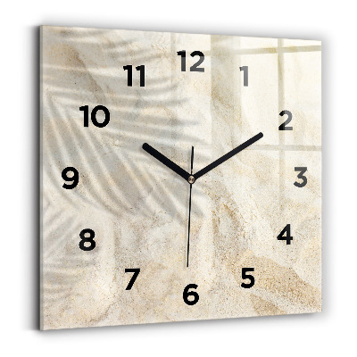 Szögletes fali üvegóra 30x30 Egy pálmafa árnyéka a homokban