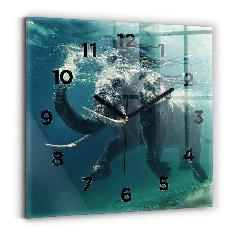 Szögletes üvegóra 30x30 Elefánt úszik az óceánban