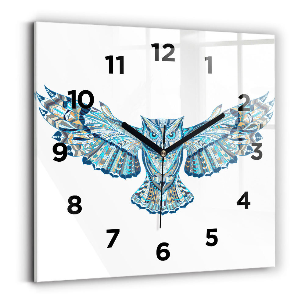 Szögletes fali üvegóra 30x30 Bagoly repülés közben