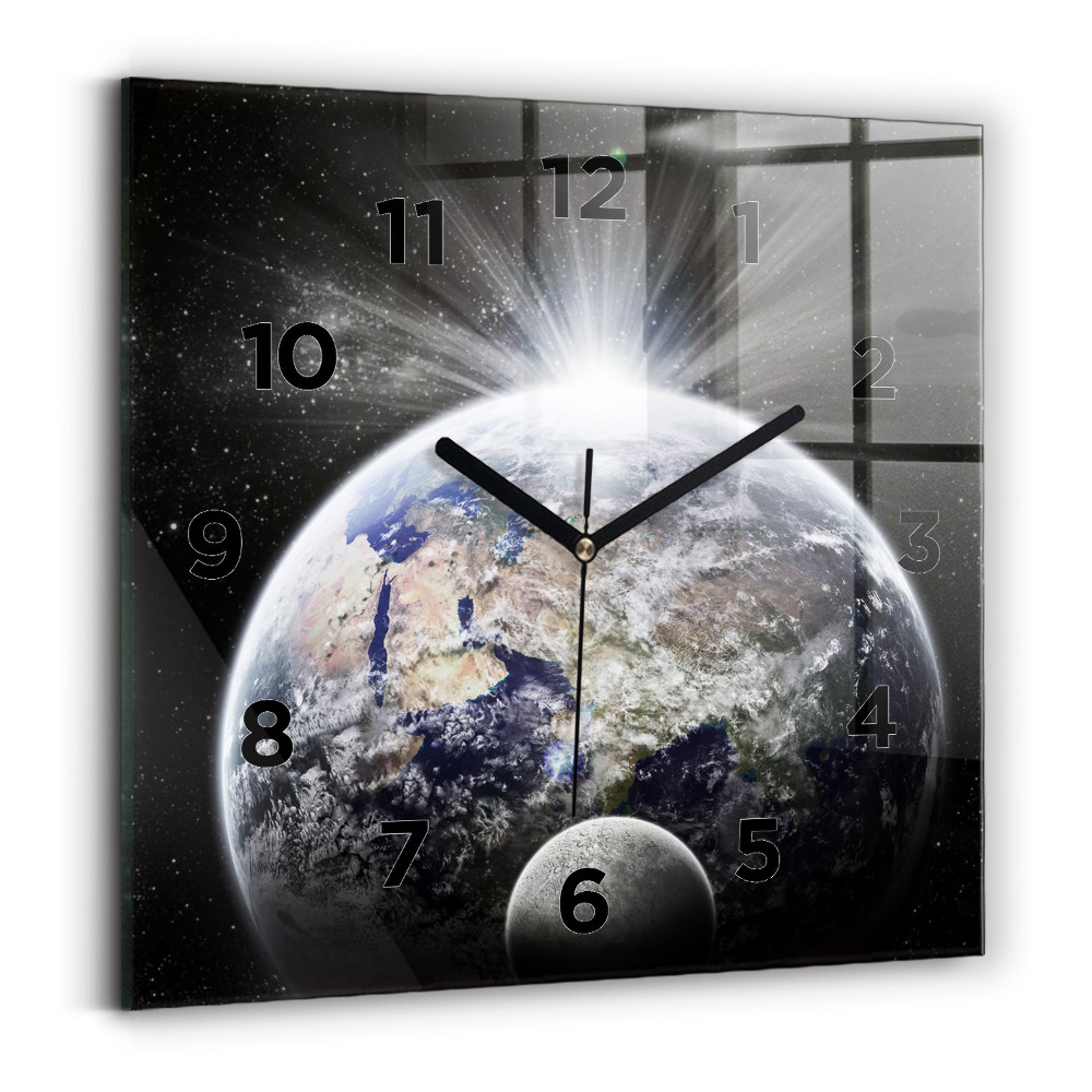 Négyzetes üvegóra 30x30 Föld Hold Nap