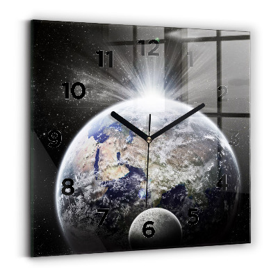 Négyzetes üvegóra 30x30 Föld Hold Nap