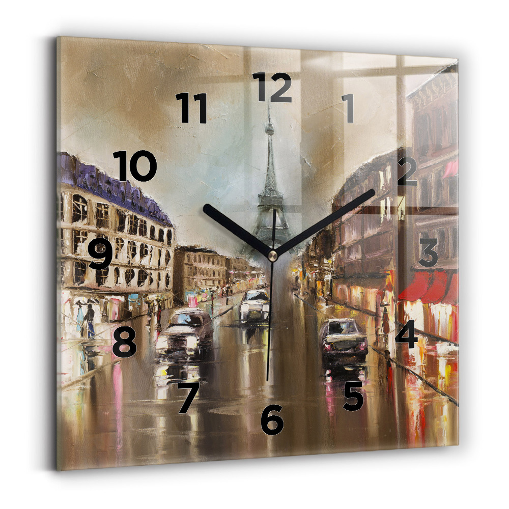Szögletes üvegóra 30x30 Párizs város építészete