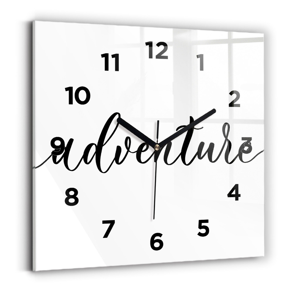 Négyzetes üvegóra 30x30 Kaland felirat