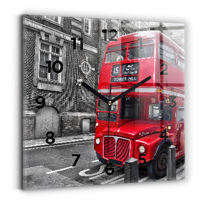 Négyzet alakú üvegóra 30x30 Piros emeletes busz