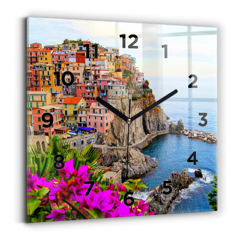 Szögletes üvegóra 30x30 Cinque Terre partja