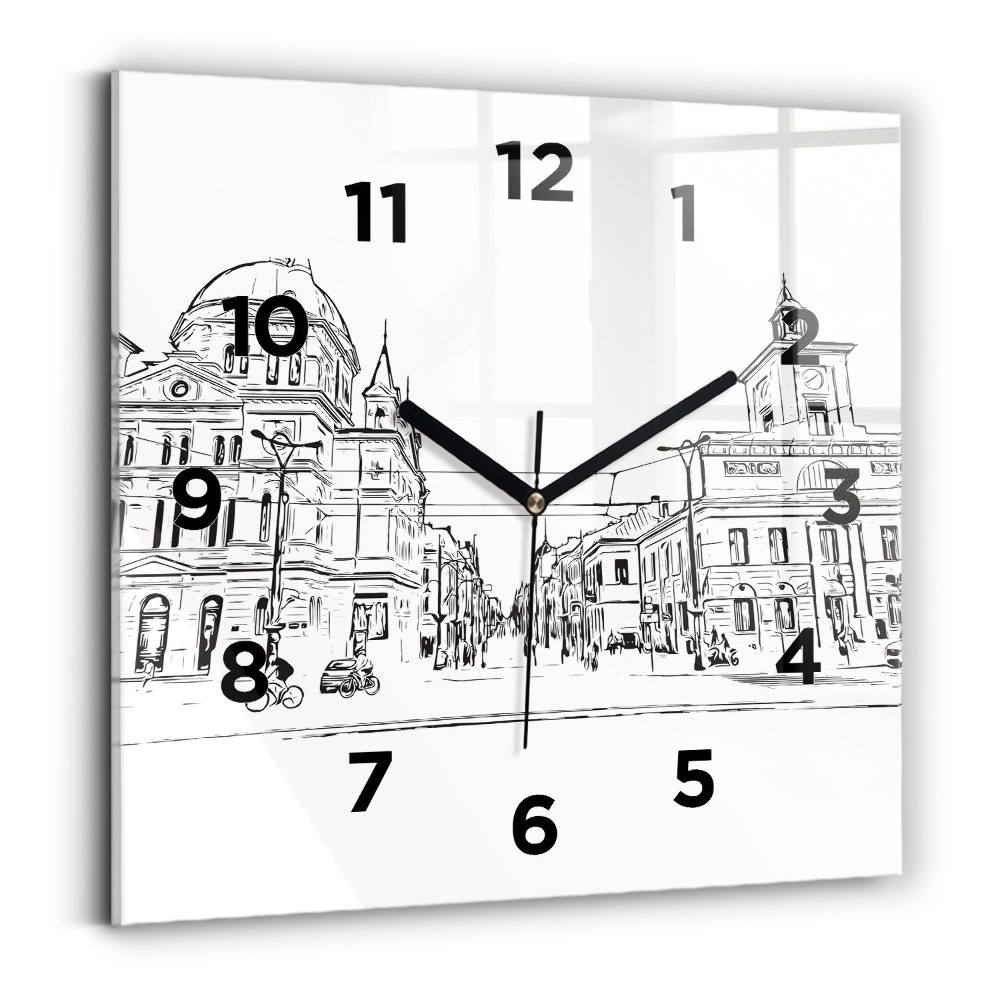 Szögletes fali üvegóra 30x30 Poznań város illusztrációja