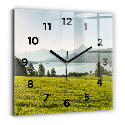 Négyzet alakú üvegóra 30x30 Hegyek és mező