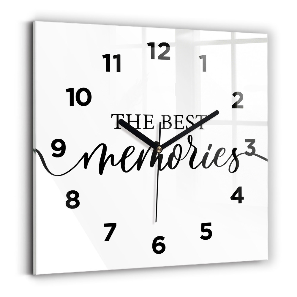 Négyzet alakú üvegóra 30x30 Emlékek felirat