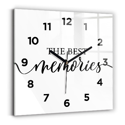 Négyzet alakú üvegóra 30x30 Emlékek felirat