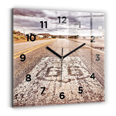 Szögletes fali üvegóra 30x30 Route 66 USA