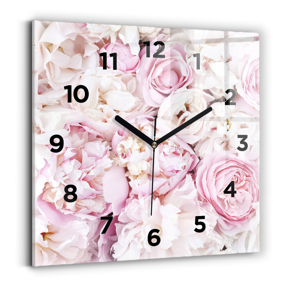 Négyzetes üvegóra 30x30 Dekoratív virágok