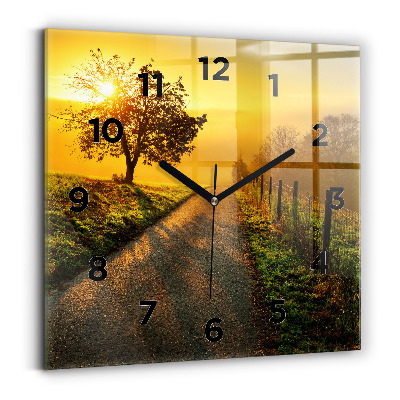 Szögletes üvegóra 30x30 Köd napkeltekor