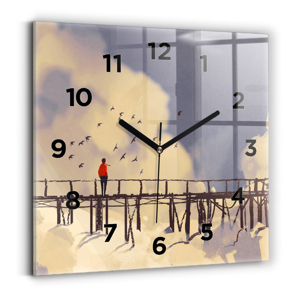 Négyzetes üvegóra 30x30 Ember a régi hídon