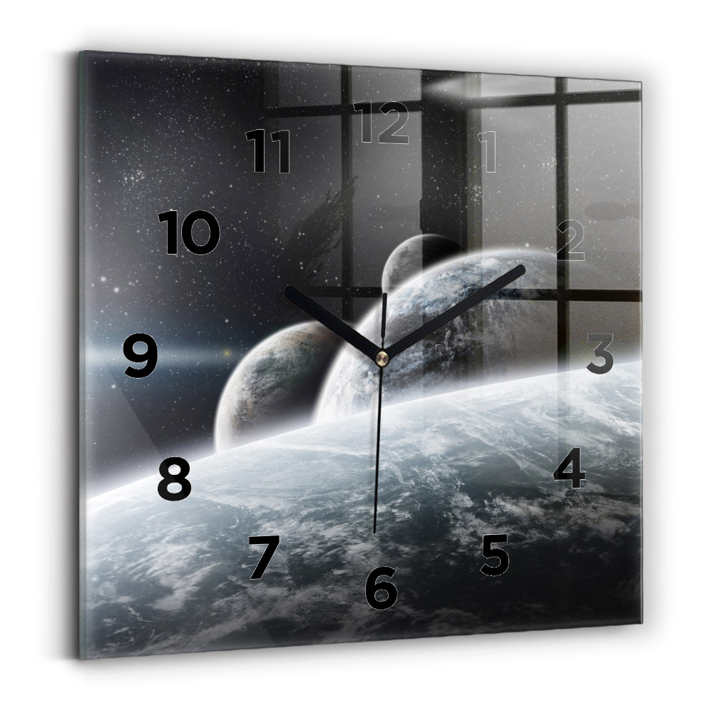 Négyzetes üvegóra 30x30 Űr és bolygók