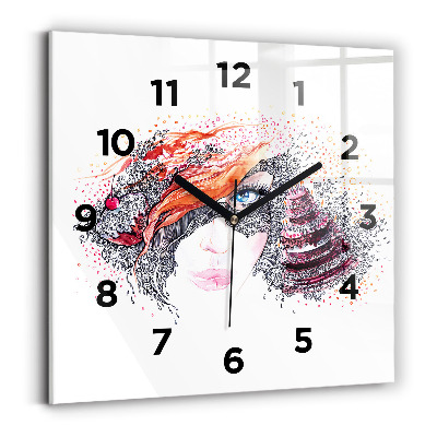 Szögletes üvegóra 30x30 Édes nő tortával