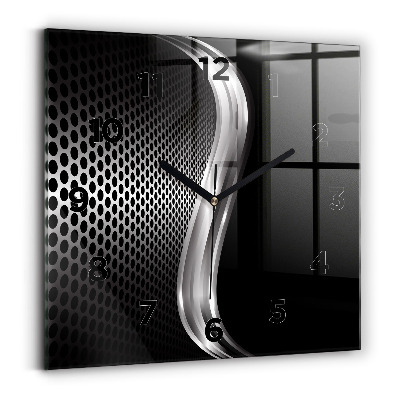 Szögletes fali üvegóra 30x30 Black metal absztrakció