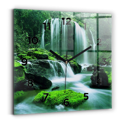 Szögletes üvegóra 30x30 Vízesés moha között