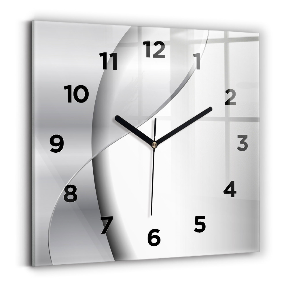 Szögletes üvegóra 30x30 Ezüst absztrakció