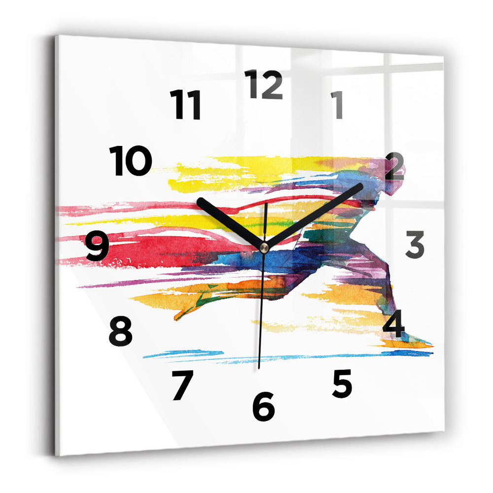 Négyzetes üvegóra 30x30 Futó illusztráció