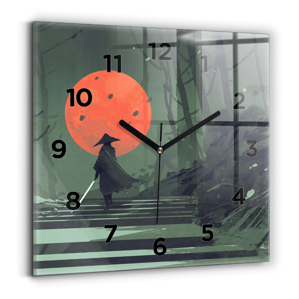 Szögletes üvegóra 30x30 Szamuráj az erdőben