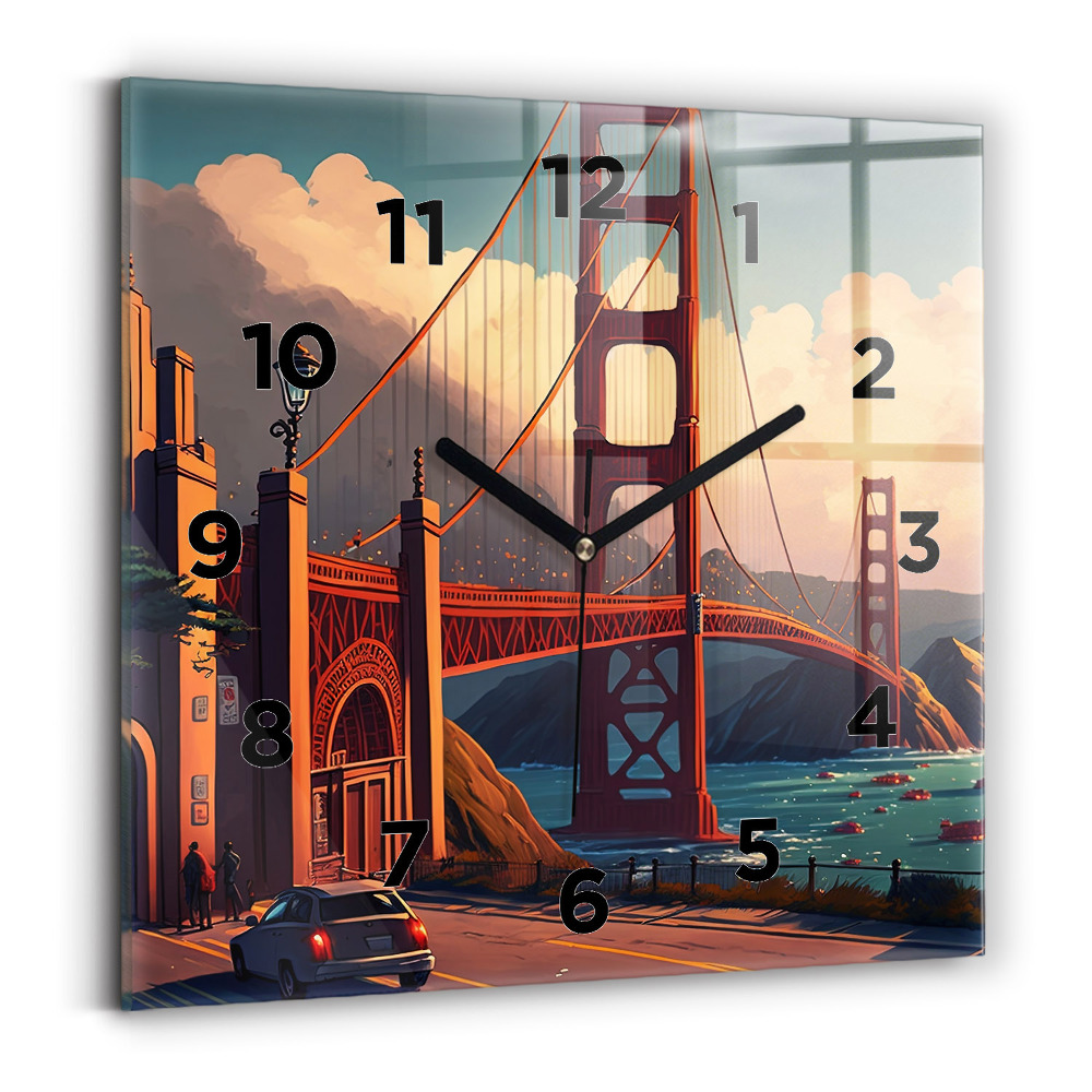 Négyzet alakú üvegóra 30x30 Híd San Franciscóban