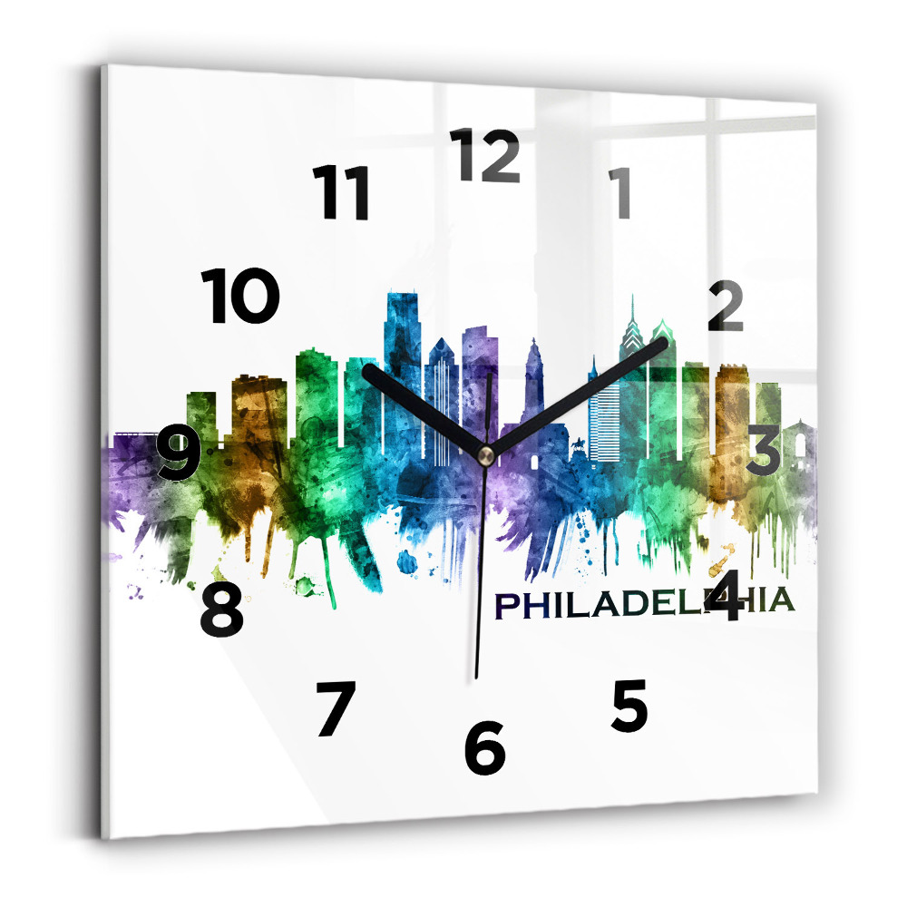 Szögletes üvegóra 30x30 Színes Philadelphia
