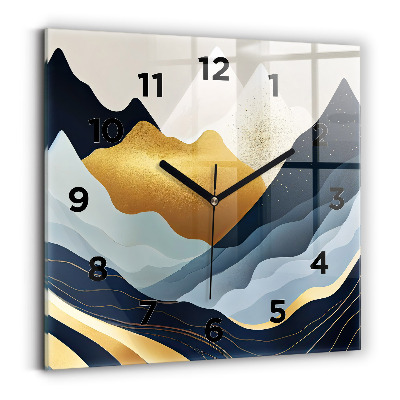 Négyzet alakú üvegóra 30x30 Absztrakt hegyek