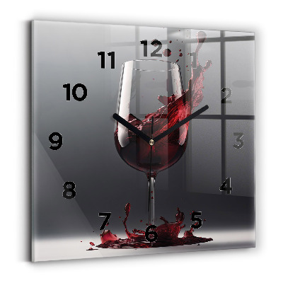 Négyzetes üvegóra 30x30 Egy pohár vörösbor