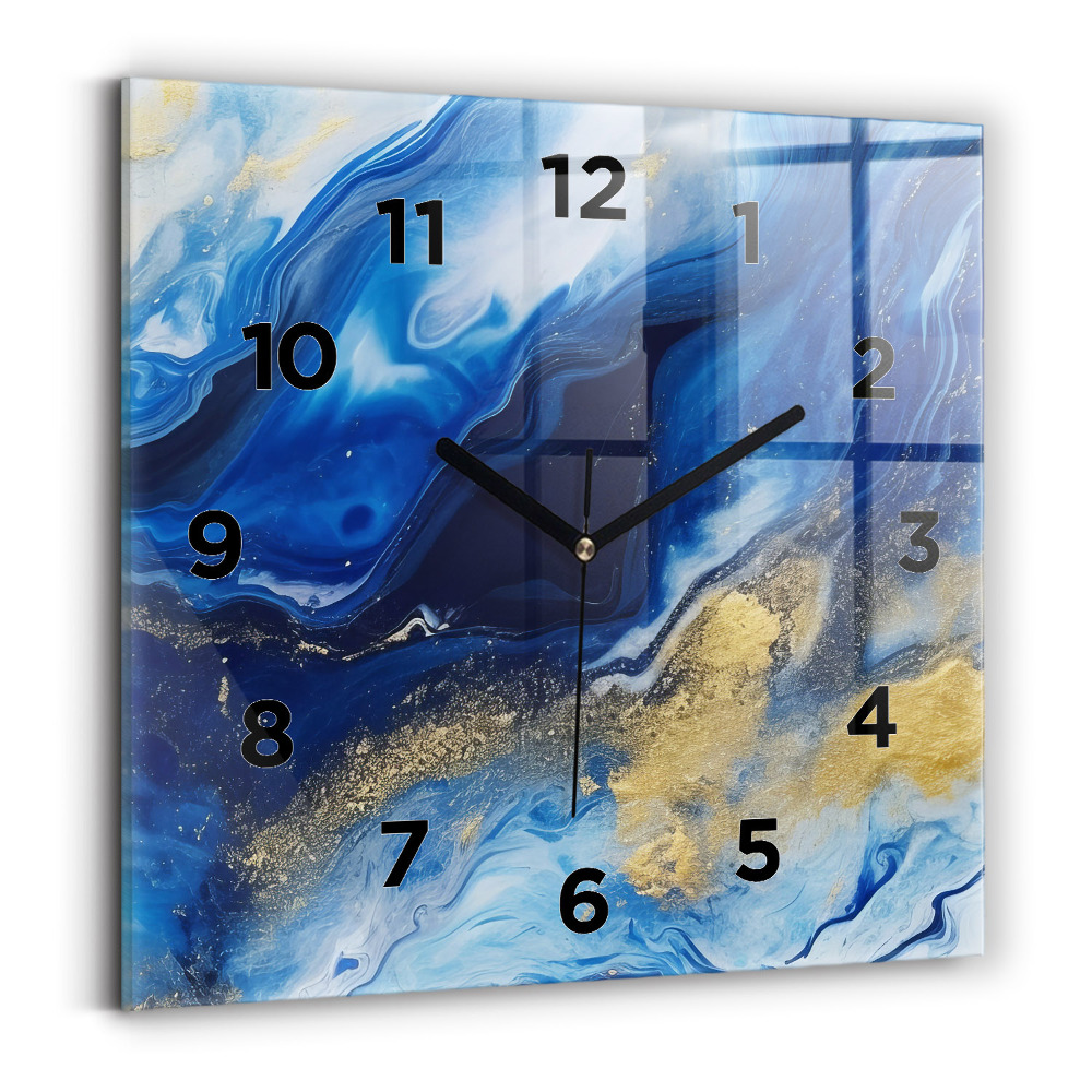 Négyzet alakú üvegóra 30x30 Kék márvány