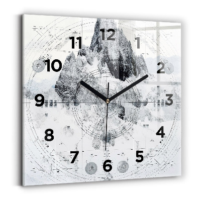 Szögletes üvegóra 30x30 Rajzfilm hegyek